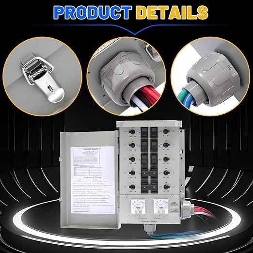 30 Amp Generator Transfer Switch Kit 10-Circuit 7500 Watts Include Weatherproof Inlet Box and 10 Foot Power Cord PVC Conduit Used Indoors or Outdoors NEMA 3R