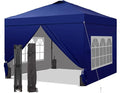 GDY 12x12 Pop Up Canopy Tent with 4 Sidewalls Easy Set up with One Push Lift Gazebo with Wheel Bag and4 SandbagsCarpas for Events PartiesCamping Navy Blue.