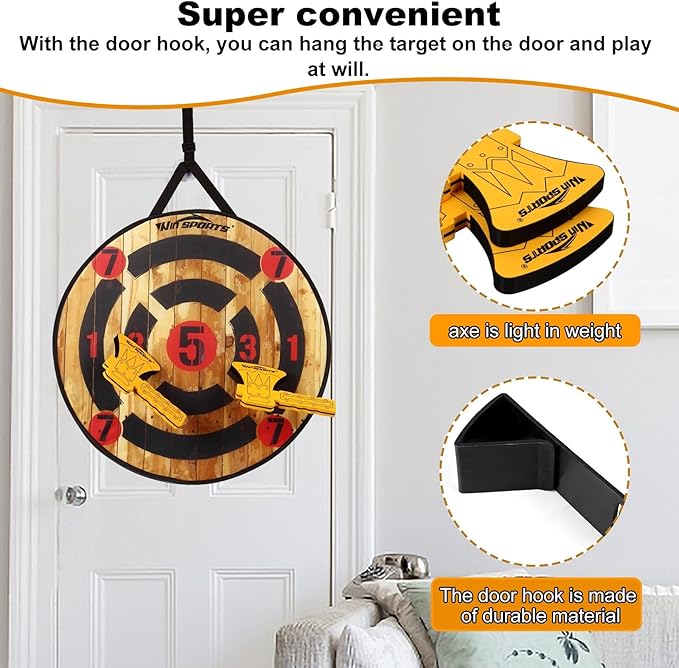 Toy Foam Axe Throwing Game - Indoor Outdoor Target GameIncludes Two Foam Axes One 26” Easy Fold Target and A Carry Bag