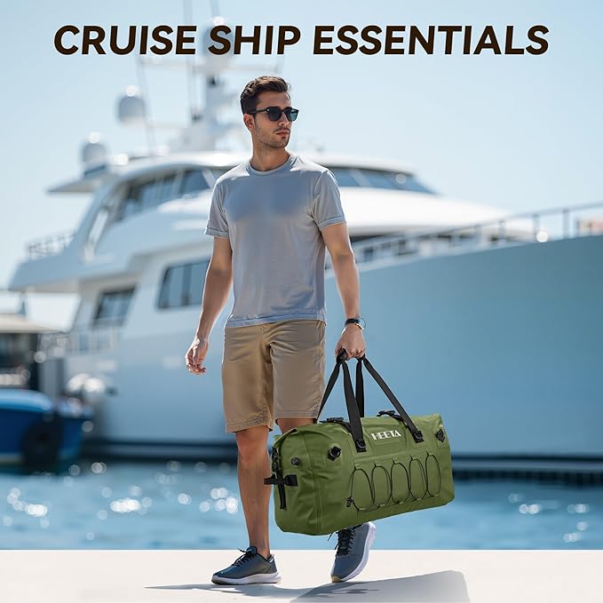HEETA Waterproof Duffel Bag Motorcycle Dry Bag Backpack 60L/80L Extra Large Rolltop Travel Duffle Bags with Straps &amp Handles for Kayaking Rafting Boating Canoeing Camping Gym Beach Cruise Ship