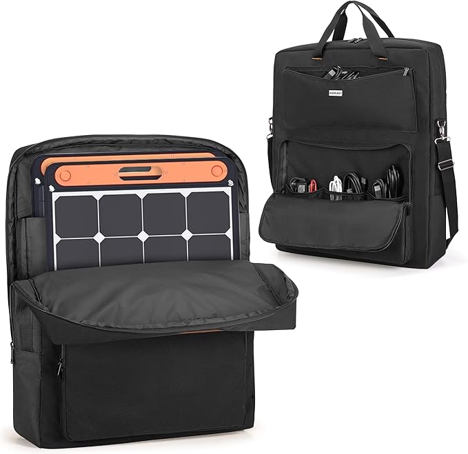 HODRANT Solar Panel Storage Bag Compatible with Jackery SolarSaga 100W 100X Padded Travel Carrying Case for 2 Battery Panels Double-Layer Solar Panel Carrier with Shoulder Strap Patent Design