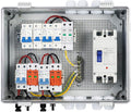 PV Combiner Box 2 String Solar Distribution Box with 25A 250A DC Circuit Breakers 63A125A AC Circuit Breakers and Surge Protection. Solar PV Breaker Box Perfect for 8K-10KW Solar Inverter Systems