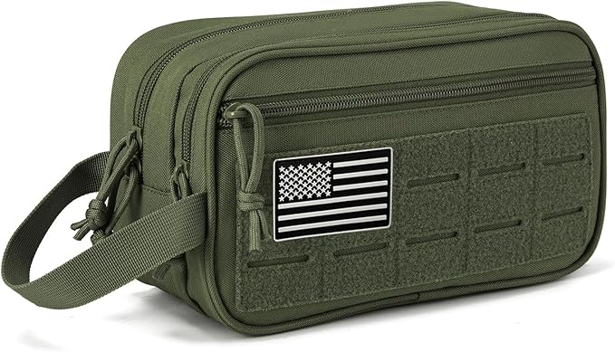 QT&ampQY 25L Tactical backpack &amp Tactical Toiletry Bag(Army Green)