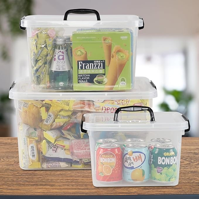 20 Quart Plastic Storage Tote with Lid Set of 4 Clear Latching Storage Bins