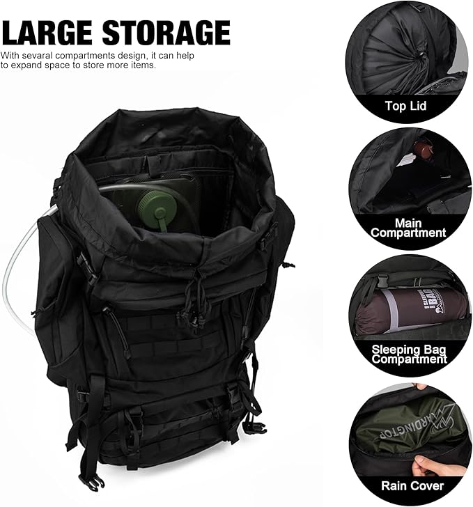 Mardingtop 60L Military Internal Frame Backpack for HikingCampingHuntingRucksack Backpack with Rain Cover