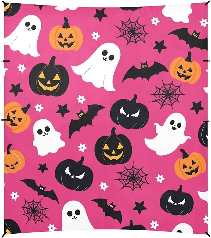 ALAZA Cute Ghost Pumpkin Pattern Beach Tent Sun Shelter Portable Canopy Sunshade for Outdoor Camping Picnics Backyard Fun 10x9 ft