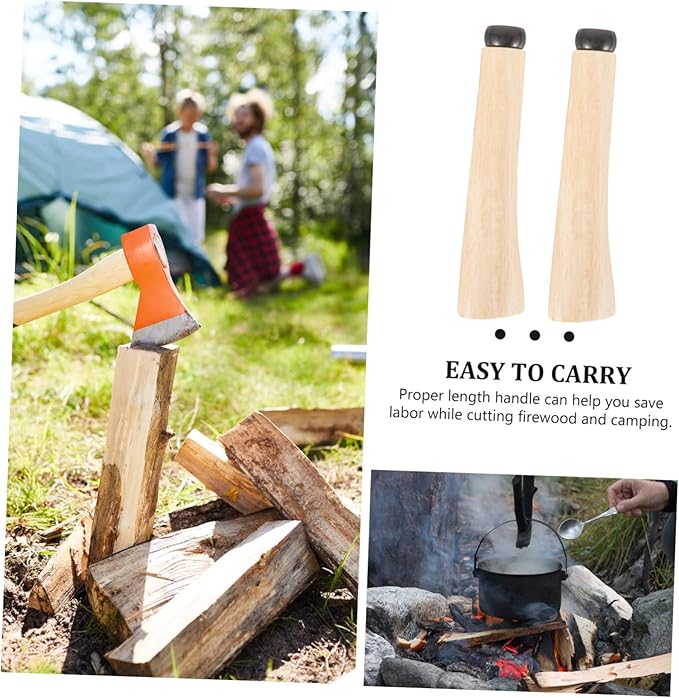 GALPADA 2set Wooden Replacement Handle for Hatchets Ergonomic Smooth Finish for Wood Splitting Camping for Efficient Firewood Chopping