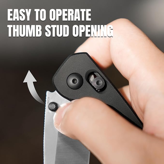Kizer Exist Pocket Knife 2.78 154CM Drop Point Blade EDC Folding Knife with Innovative Clutch Lock Black Aluminum Handle Small Hunting Camping Knives with Thumb Stud Opener for Men Women V3681C1