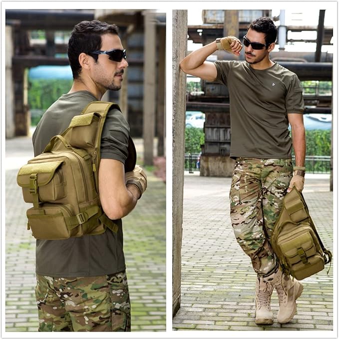 UNISTRENGH Men's Tactical Sling Bag Sling Backpack Military Shoulder Bag MOLLE Assault Range Bag for Outdoor Camping Hunting (Jungle #)