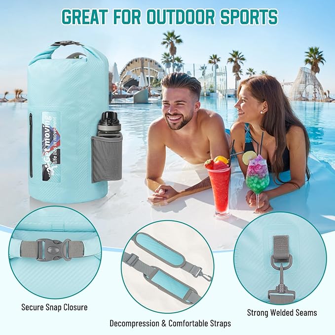 BKNOOU Dry Bag Waterproof Backpack for Women Men 10L/20L Roll Top Dry Bags for Kayaking Waterproof Bag for Travel Boating Beach Camping Hiking &amp Rafting Dry Storage Bag with Phone Pouch