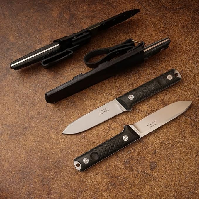 Life-Saving Knife DC53 Alloy Steel Blade 60-62HRC Titanium Coated Stone Wash Finish Black Linen Micarta Handle Kydex Sheath Outdoor Camping Jungle Tool