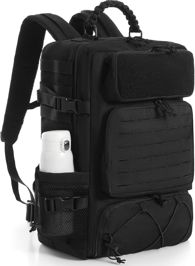 Tactical Backpack for Men 35L Travel Military Backpack with Shoe Compartment 1000D Water Resistant Molle Army Tactical Gear Assault Pack Bag Rucksack for Outdoor Survival Hiking Gym Black