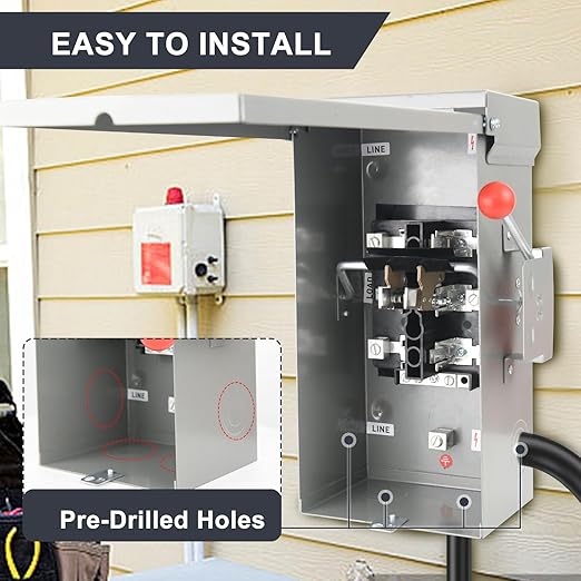Generator Transfer Switch 100A Manual Transfer Switch for Home Generator Heavy Duty Double-Throw 120/240V24000W for Indoor Outdoor UseNEMA 4X Standards