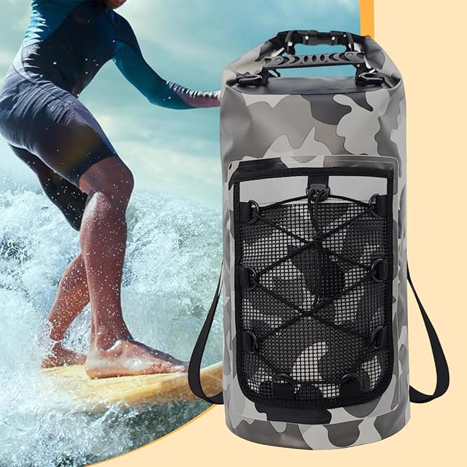 Waterproof Dry Bag Storage Bag with Handle Versatile Backpack for Travel Hiking Fishing Rafting Boating- Gray