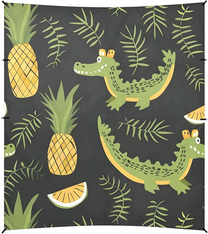 ALAZA Crocodile Pineapple Beach Tent Sun Shelter UPF50+ Protection Beach Shade Canopy w/ 4 Sandbags for Outdoor Camping Fishing Backyard Fun Picnic 10x9 ft