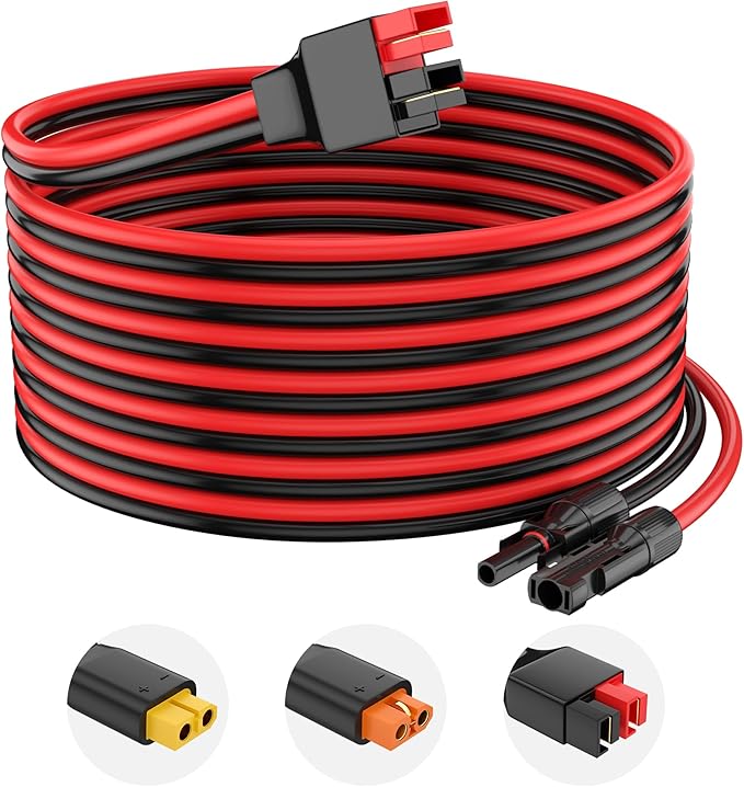 10AWG Solar Connector to Anderson Adapter Extension Cable Solar Panel to Potable Solar Power Generator/RV Foldable Solar Panel/Portable Power Station(40FT)