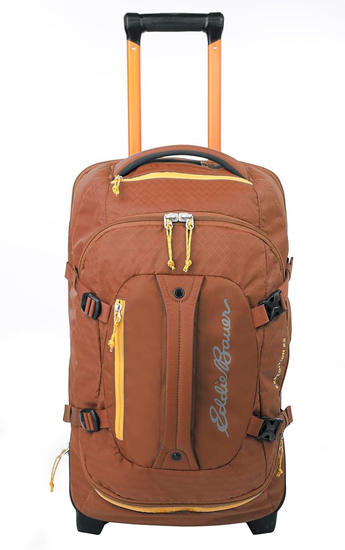 Eddie Bauer Expedition Rolling Duffel Bag with Wheels | Travel | Carry-On | Luggage | Rugged | Durable - Rust 22