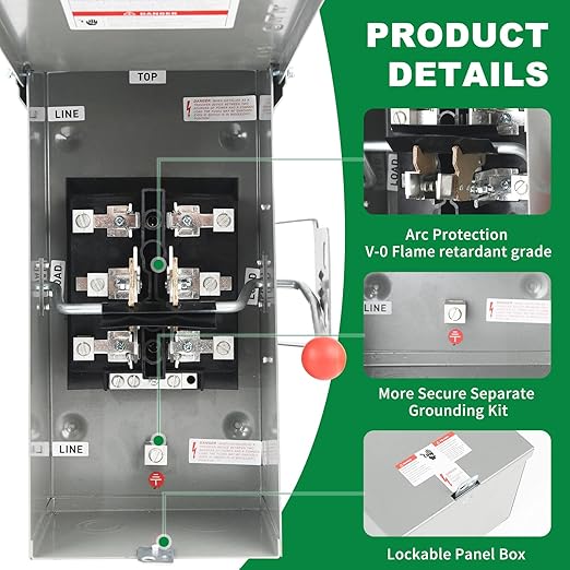 Manual Transfer Switch 100 Amp NEMA 4X Generator Transfer Switch for Home Generator Manual Heavy Duty Double-Throw 120/240 Volt 24000W for Outdoor Indoor Use