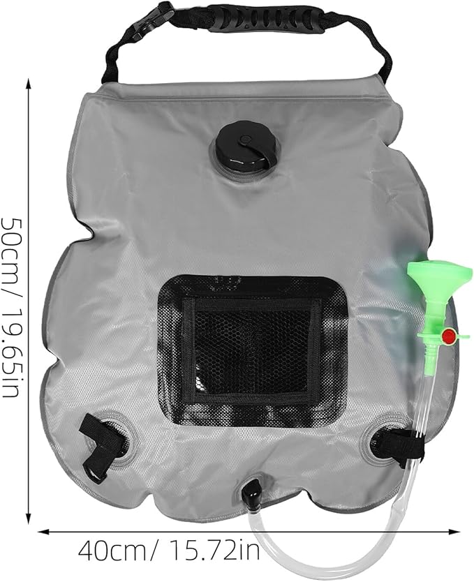 20l Solar Heating Outdoor Hiking Shower Bag with Portable Shower Head and On/Off Switch for Travel Beach and Backpacking