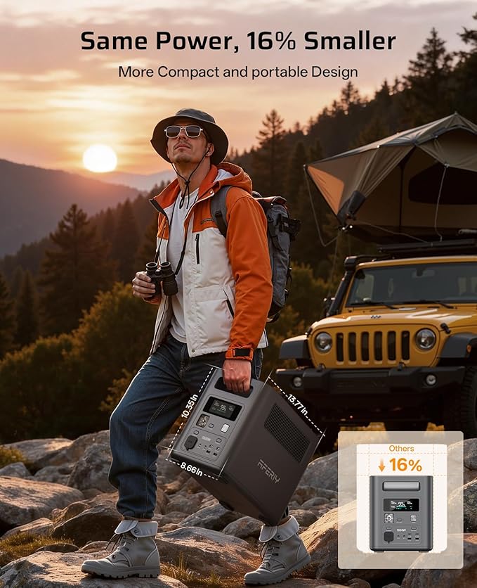 AFERIY Portable Power Station 1024Wh LiFePO4 Solar Generator 1800W(Peak 3600W) AC Output Compact Lightweight Design Fast Recharge for Home Camping RV Outdoor Emergencies (Solar Panel Optional)