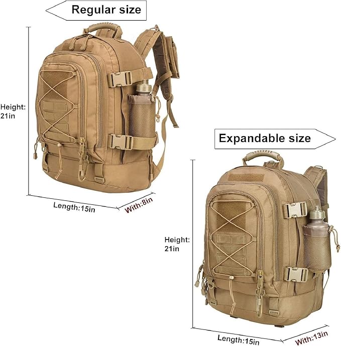 APLUSH Large Tactical Backpack for MenOutdoor Waterproof Rucksack for Travel WorkCampingHuntingHikingSportsBlack aOne Size