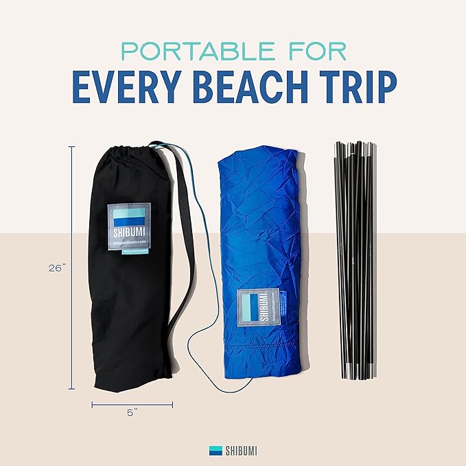 Shibumi Shade® (2.0 Version) - World's Best Beach Shade. The Original Wind Powered® Beach Shade. Lightweight Easy to Set up and Great for Groups up to 8 People