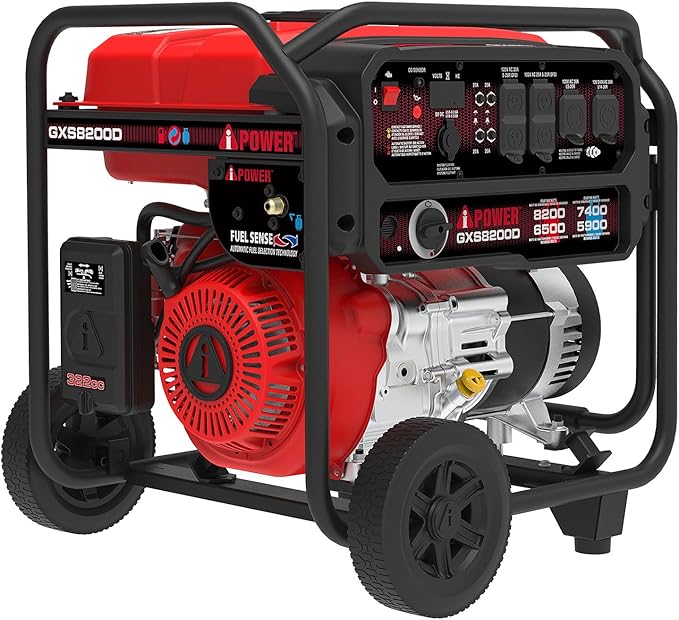 A-iPower 8200W Portable Generator Dual Fuel Gas and Propane Powered Power Supplies with 322cc OHV Engine CO Sensor Heavy Duty Generators For Jobsite RV Whole House Backup Emergency