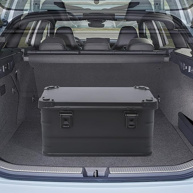 Aluminum Camping Storage Box 13.21 Gal Metal Cargo Case Stackable Box Aluminum box for Logistics Storage Transportation Camping Outdoor Activities Military Purposes (Black 50L/13.21Gal)