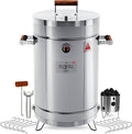 3-in-1 Stainless Steel Smoker Barrel Grill – Portable Charcoal BBQ with Thermometer 25 lbs Outdoor Cooking Smoker for Camping Backyard &amp Home BBQ INGRILL
