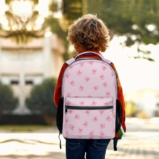 Kids Backpack for Girl Cute Pink Butterfly School Backpack Lightweight Bookbag with Front Zipper Pocket &amp Side Mesh Bottle Holder Large Capacity Student Backpack for Elementary Middle School