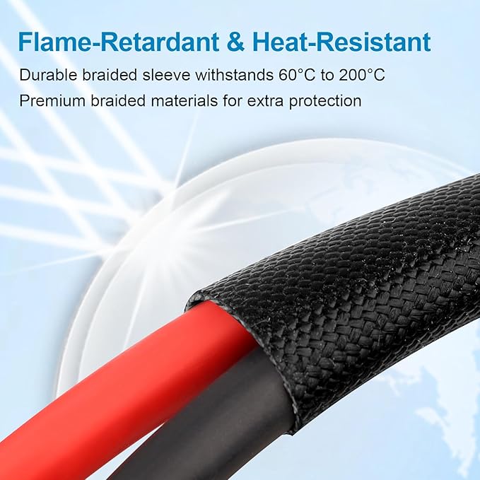 XRDS -RF Solar Cable 6FT 8AWG Solar Extension Cable with Male &amp Female Solar Connectors Flame-Retardant Protective Sleeving Solar Panel Cable Weatherproof PV Wire for Solar Panel Connection