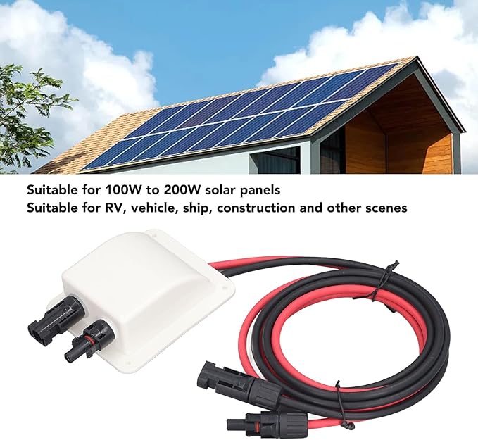 Walfront Solar Double Cable Entry Gland Pass Through Weatherproof Housing Plate Box with 2m 10AWG Extension Cord for Boats Yachts RV Roofs