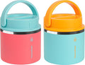 ThermoFlask 20 oz Double Wall Insulated Food Jar 2-Pack Sugar Coral + Maui Blue/Maui Blue + Sunrise