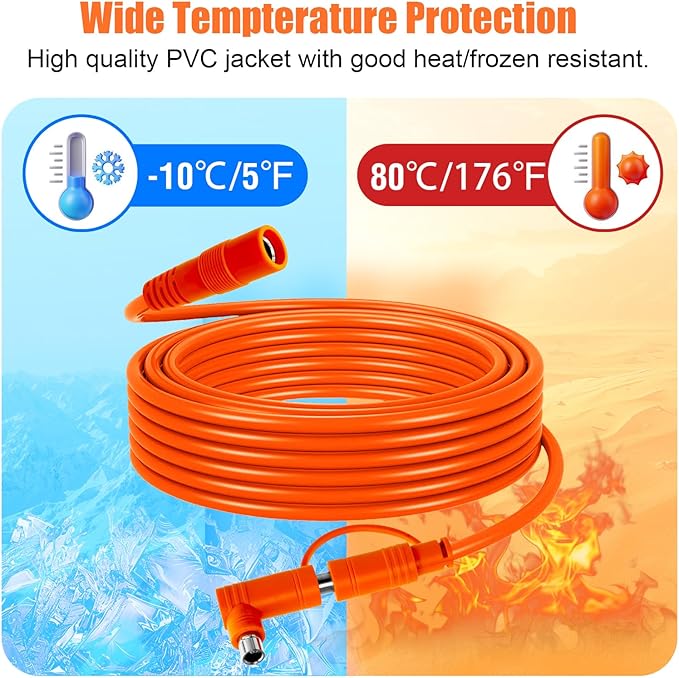 14 AWG Solar Extension Cable 50FT for Jackery 8mm DC7909 Solar Panel Cable Cord Female to Male with DC8020 Male Adapter for GZ Yeti Aker Jackery Portable Power Station