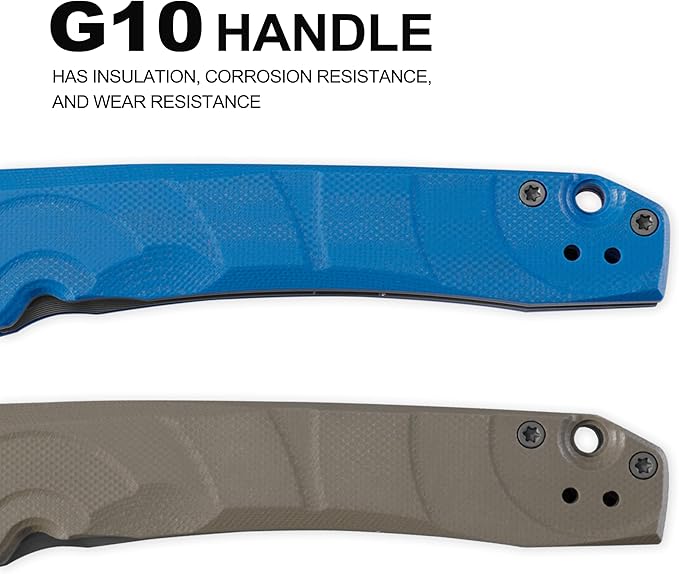 Petrified fish PFP11 Ripple Folding Knife3.78 14C28N Steel Hollow Blade G10 Handle Folding Pocket Knife for Camping EDC Outdoor (Khaki Black Stonewashed)