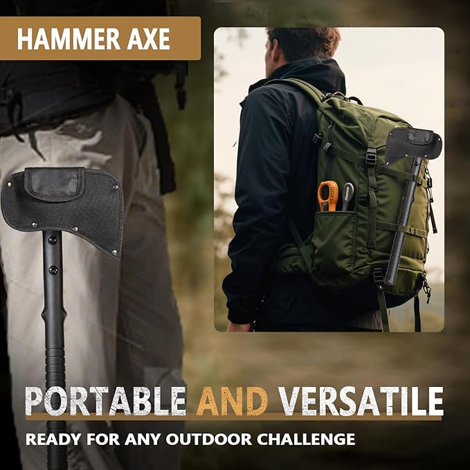 Camping Axes Wood Separator Multipurpose Tomahawk Tactical Hatchet with Sheath - Survival Hiking Camping Carbon Steel Blade 2 Pack