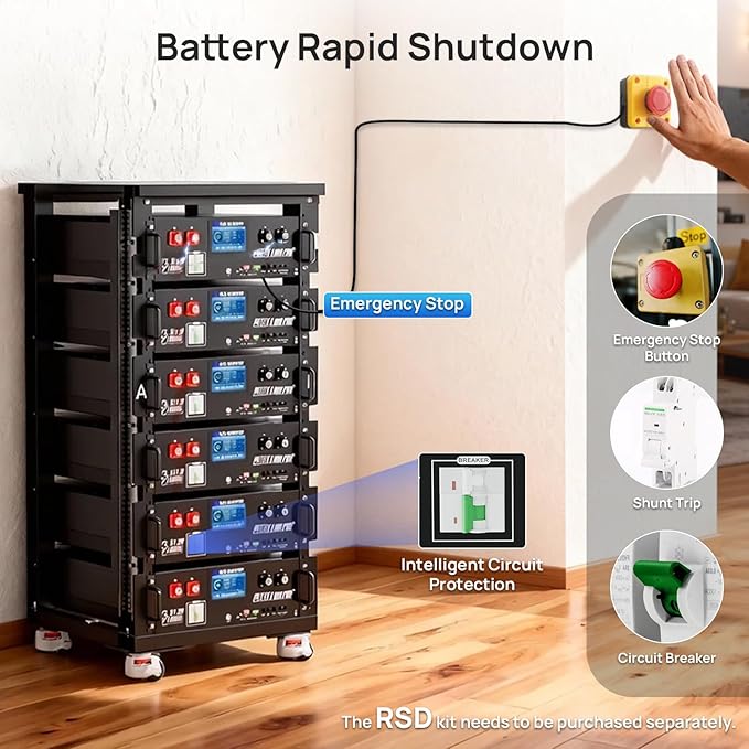ECO-WORTHY 48V 100Ah Pro Server Rack LiFePO4 Lithium Battery LED Display Bluetooth &amp WiFi Connectivity Low-Temperature Resistant Cells for Home Backup Power and Solar Energy Storage