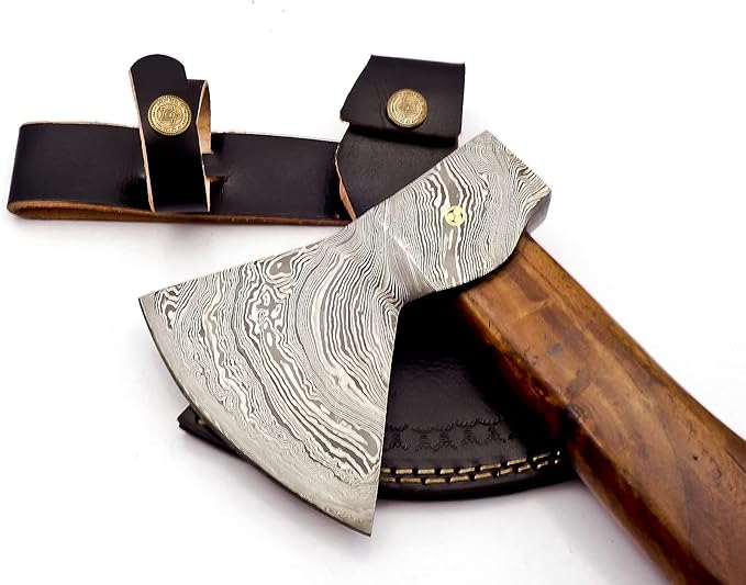 Custom Handmade Damascus Steel Viking Axe with Gorgeous and Solid Wood Handle (Y-03)