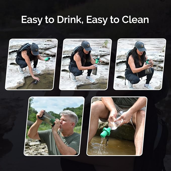 Gravity Water Filter Kit - HFM Carbon &amp Pre Filter Portable Squeeze Pouch - Reliable Camping &amp Hiking