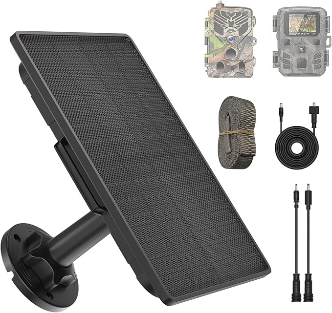 Trail Camera Solar Panel - 6000mAh Built-in Battery Waterproof Solar Charger Kit with Multiple DC Connectors Compatible with Tactacam Reveal Cameras