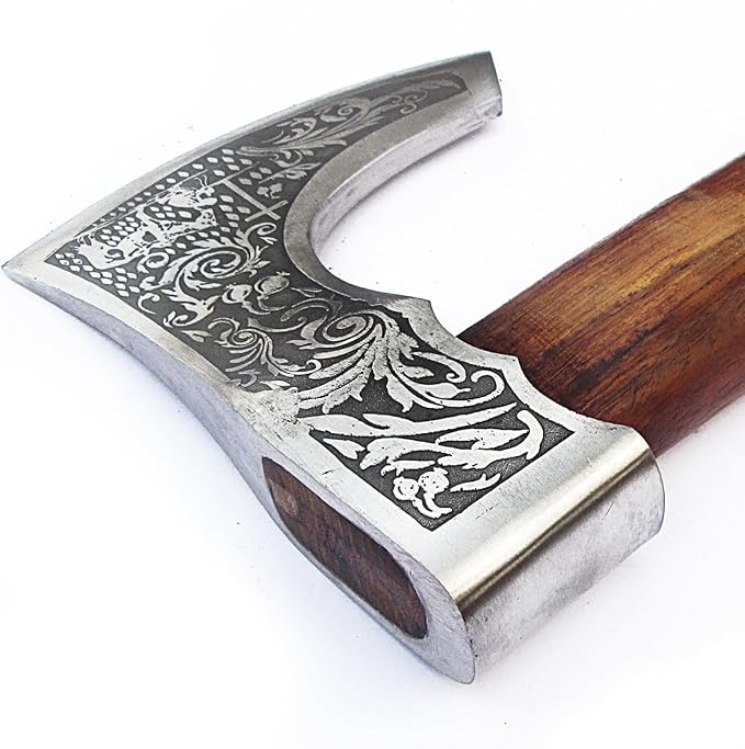 Custom Handmade Viking Hatchet Axe Carbon Steel Bearded Axe - Camping Axes - Tomahawk Battle Axe - Estwing Ax - Axe with Leather Sheath - Ideal Gift for Men Birthday for Him (9875)