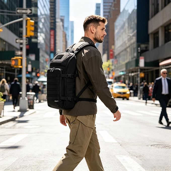 AMHEH 20L 1050D Slim Tactical Backpack - 13 Laptop Suspended Protection Heavy Duty Urban Commuting Everyday Carry Daypack Black