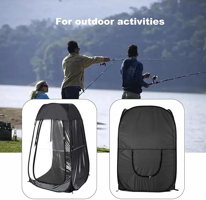 Portable Pop Up Sports Tent for Outdoor Events Instant Setup Shelter for Fishing and Camping Wind and Rain Protection Spray Tan Tent Compact Foldable for Easy Carry Weather Pod Peak Style Black