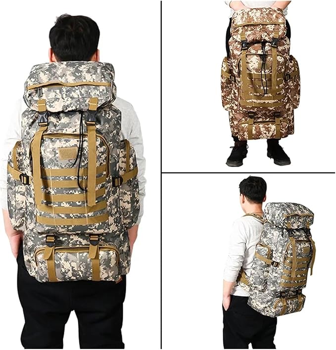 75L Men Travel Backpack Tactical Climbing Outdoor Hiking Camouflage Multifunctional Bag Men Backpack(U)