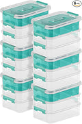 Sterilite 6 Pack Plastic Storage Box Container 3 Layer Stack and Carry Clear/Blue