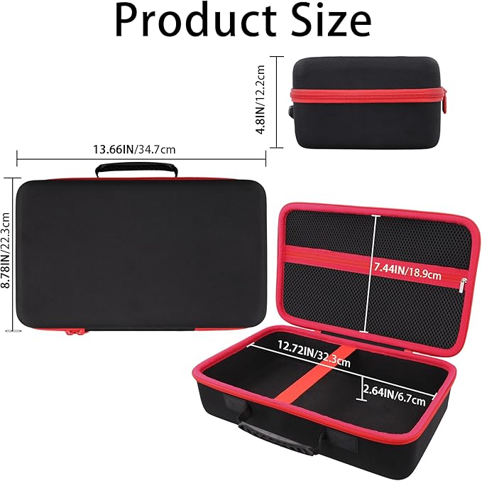 Protection Storage Case Compatible with NOCO Boost GB150 / X GBX155 UltraSafe Jump Starter Lithium Battery Booster Pack and Accessories（Black Case + Red Zipper）- Flaxune