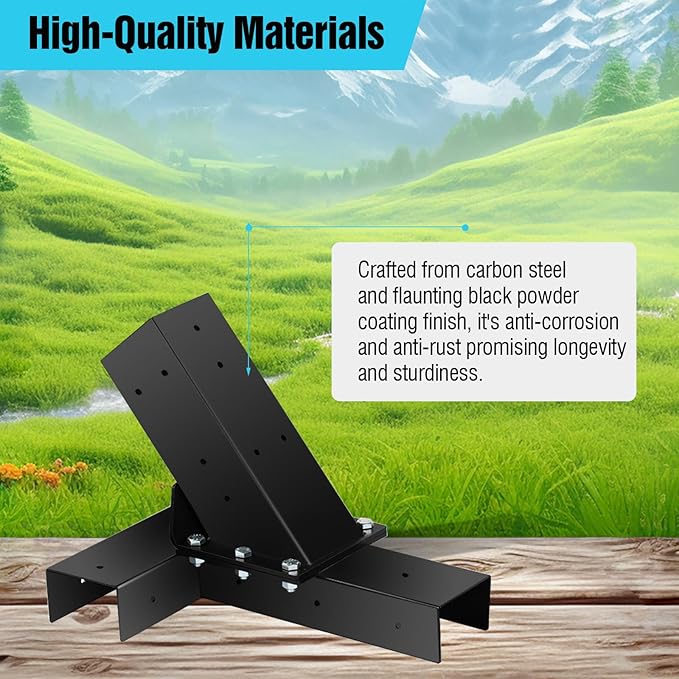 Hammock Stand Bracket Heavy Duty DIY Hammock Bracket Kits Fit for 4 x 4 (Actual 3.5 x 3.5) Lumber /Wood Posts 500 LBS Capacity Black Powder Coated-2PACK
