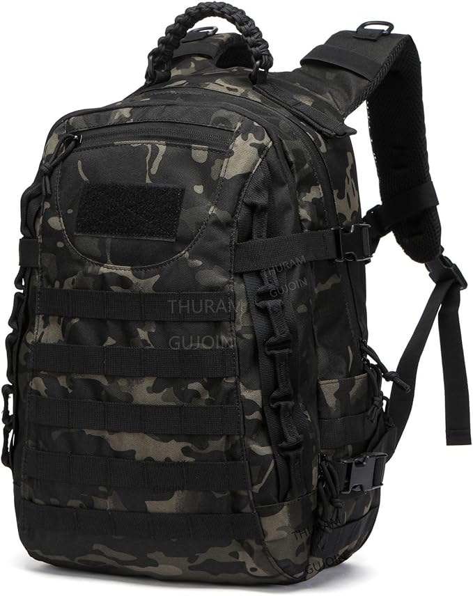 38L Nylon Waterproof Trekking Fishing Hunting Bag Backpack Outdoor Military Rucksacks Tactical Sports Camping Hiking (Camo Black)