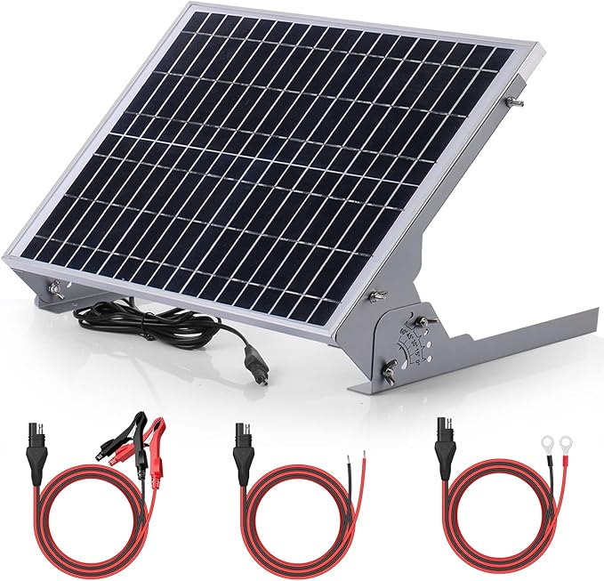 SUNER POWER 20W 12V Solar Battery Charger Maintainer Built-in Smart MPPT Charge Controller Adjustable Mount Bracket Waterproof 20 Watt Solar Panel Kits for Car Automotive Boat Marine RV Trailer