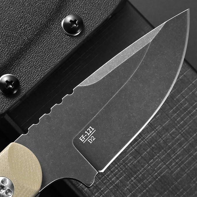 Eafengrow EF121 EDC Fixed Blade Knife D2 Blade Steel G10 Handle with Kydex Sheaths for Outdoor Activities Camping